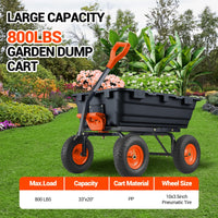 Carrello ribaltabile Garvee Poly Garden, capacità 800 libbre, pneumatici da 10 pollici, maniglia girevole a 180°, telaio in acciaio, scarico rapido, robusto, per giardino e agricoltura