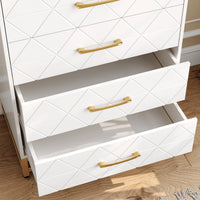 Cassettiera Garvee per camera da letto, 4 cassetti, moderna, maniglie in metallo, legno MDF, bianco, robusta, ampio spazio per l'archiviazione, per ufficio o soggiorno