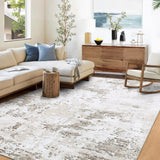 Tappeto moderno astratto Garvee 200x290cm, lavabile, beige, a pelo corto, per soggiorno, camera da letto, ufficio - Marrone