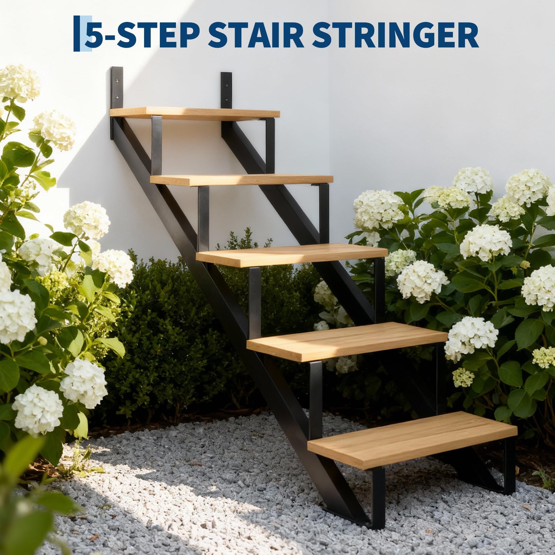 Set di gradini per scale in acciaio Garvee, longheroni per scale in metallo con gambe di rinforzo per uso interno ed esterno, 2 pezzi, verniciati a polvere, capacità di carico di 3000 libbre