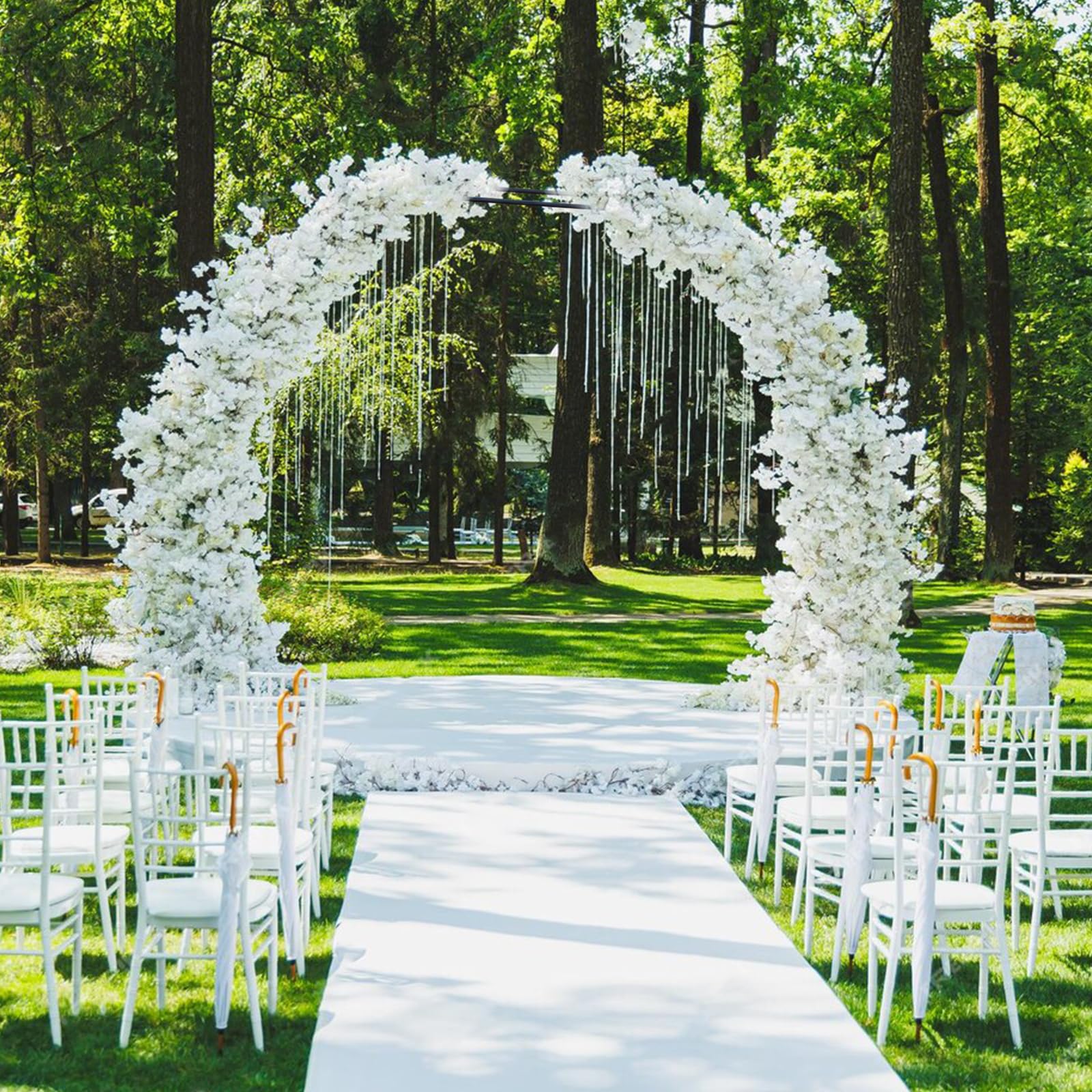 Pergola ad arco da giardino Garvee 9,8 piedi x 7,2 piedi Cancello da giardino in metallo antiruggine nero per matrimoni e giardino