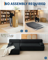 Divano componibile Garvee Cloud da 108" con chaise longue - Divano super soffice senza osso, velluto a coste ultra morbido, divano a L, accogliente, nero, soggiorno