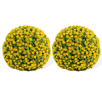 Garvee Set di 2 palline di bosso artificiali, 45 cm, resistenti alle intemperie e facili da pulire, gialle, per uso interno ed esterno, matrimoni e giardino