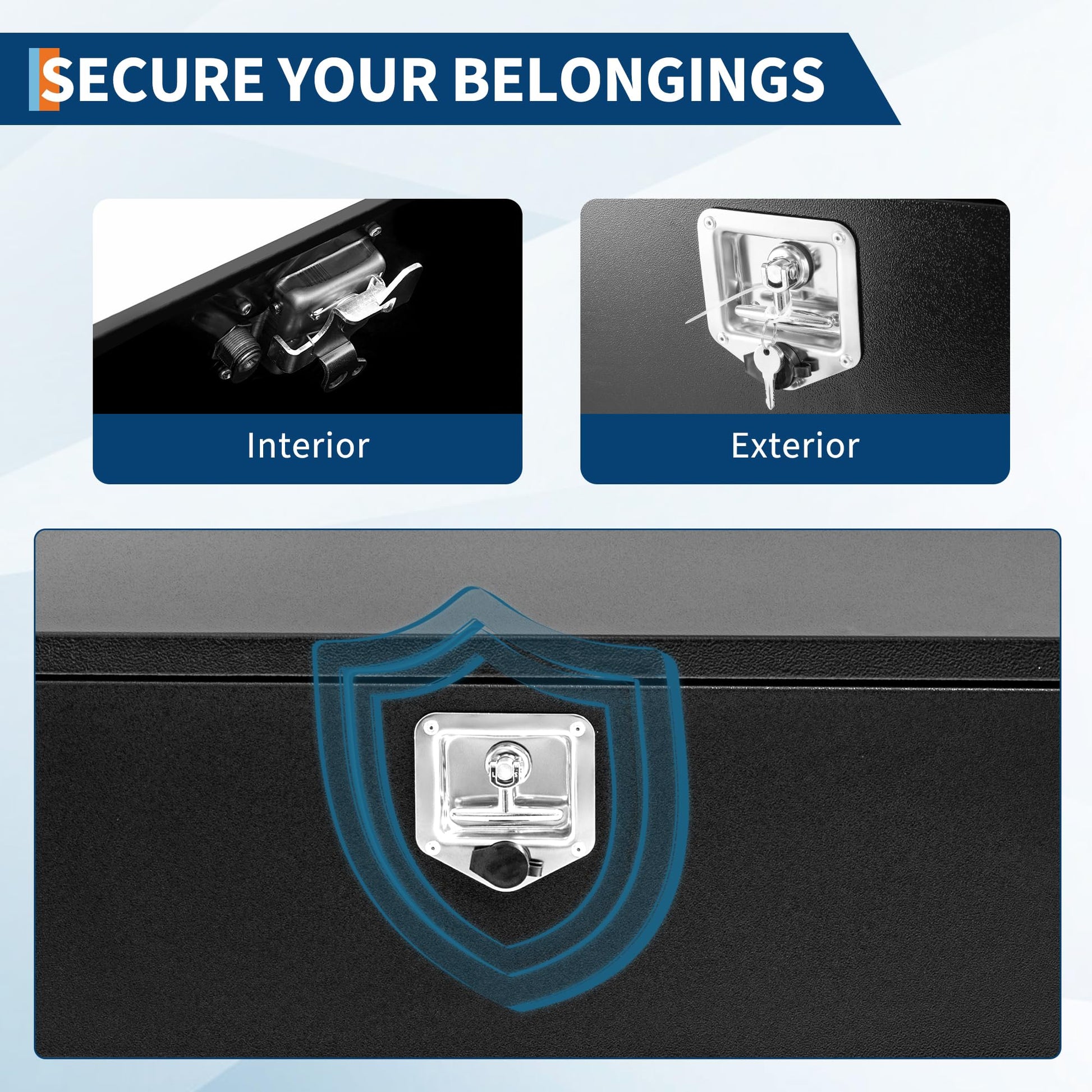 Cassetta Portautensili Camion Garvee 36" Acciaio con Serratura T Resistente Intemperie - Ideale per Festa del Papà, Rimorchio Pick-up Nera