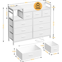 Cassettiera Garvee con 9 cassetti in tessuto, multifunzionale per camera da letto e soggiorno, 100x30x86 cm, bianco