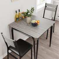Tavolo da pranzo Garvee per 2 persone con sedie imbottite, legno MDF, struttura in metallo robusto, salvaspazio, piccoli appartamenti, quadrato