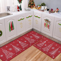 Set di tappeti da cucina Garvee antiscivolo, 2 pezzi, 40x60 cm + 40x120 cm, rosso e verde
