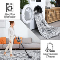 Tappeto tribale persiano GARVEE 200x290cm grigio, lavabile, antiscivolo, morbido, grande, stampato, non felpato, soggiorno e camera da letto