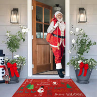 Garvee Tappeto Natalizio 40x80cm con Pupazzo di Neve e Albero di Natale, Antiscivolo, Rosso, Interno ed Esterno