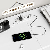 Mobile TV Garvee da 160 cm con 14 cassetti e prese per soggiorno, camera da letto, sala da pranzo, bianco