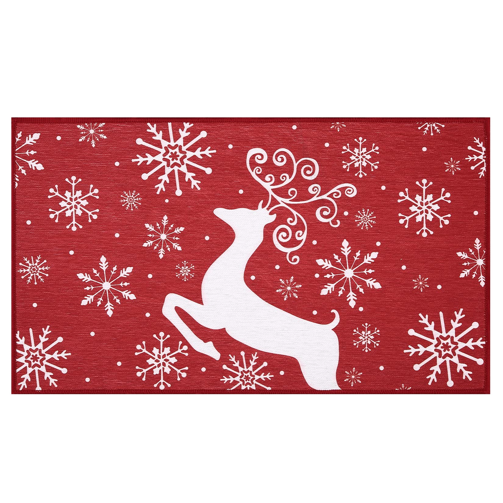 Tappetino decorativo natalizio Garvee, antiscivolo, 40x60 cm, per uso interno ed esterno, resistente, motivo natalizio per l'ingresso, rosso