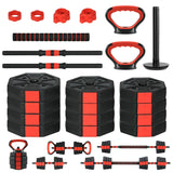 Garvee Set Manubri Regolabili 20 kg 3-in-1 Manubri Bilanciere Kettlebell Antiscivolo Nero Fitness Casa