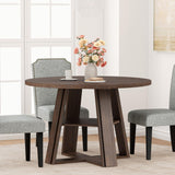 Garvee Tavolo Da Pranzo Rotondo 43" Per 2-4 Persone, Base A Pedestal In Legno, Moderno Stile Fattoria, Ripiano Portaoggetti, Perfetto Per Cucina E Appartamento, Bianco - Reddish Brown