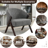 Garvee Poltrona Accent Mid Century Modern con Schienale Reclinato e Seduta Imbottita, Struttura in Legno, Tessuto Lino Traspirante per Soggiorno e Camera, Facile Montaggio, Colore Naturale