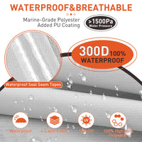 Garvee Heavy Duty Pontoon Boat Cover 25''-28'' Marine Oxford 300D Grigio per rimorchi e rimessaggio Impermeabile Antivento Cinghie regolabili