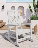 Garvee Sedia a Dondolo Oversize Adirondack in HDPE con Texture Legno, Resistente 172 kg, Impermeabile per Patio e Giardino - Bianco