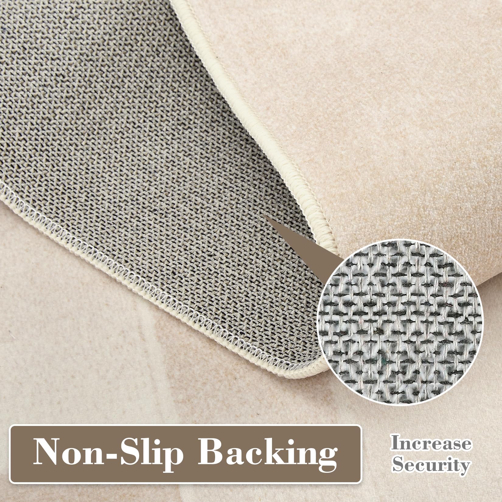 Tappeto Garvee lavabile a pelo corto 80 x 150 cm beige antiscivolo moderno per soggiorno camera da letto cucina
