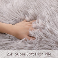 Garvee Tappeto Morbido Finto Pecora Shaggy 1000 GSM Antiscivolo Grigio 4x6 Piedi Rettangolare per Camera e Soggiorno
