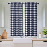 GARVEE Tende da cucina impermeabili con motivo a quadri Buffalo, 2 pannelli, 28x45 pollici, blu navy, per cucina e soggiorno - blu navy