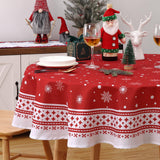 Garvee Tovaglia Natalizia Rotonda Impermeabile Con Stelle E Fiocchi Di Neve, Poliestere Effetto Bambù, 60 Cm, Per Cucina E Sala Da Pranzo - Red