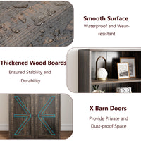 Libreria Garvee con ante, stile industriale, 6 ripiani, profondità, capacità di carico 30 kg, design rustico in legno, per ufficio e soggiorno, bianco