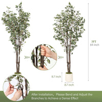 Albero di eucalipto artificiale Garvee da 2.1 m con 100 luci LED, rami regolabili, vaso di plastica bianco, decorazione per interni e finestre