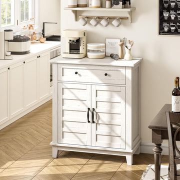 Mobiletto portaoggetti Garvee Farmhouse, ripiano regolabile a 3 livelli, 7 marce, bianco, per cucina e corridoio, 15,7x31,5x36 pollici, rustico