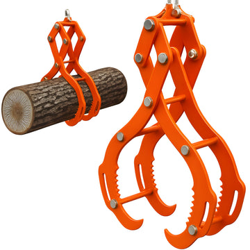 Pinza per tronchi Garvee da 28", 4 tipi, capacità 2200 libbre, acciaio, antiruggine, universale per trattori e ATV, arancione