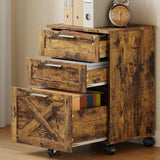 Garvee Mobile Archivio 3 Cassetti Con Serratura E Ruote Bloccabili, Organizer Documenti A4, Ufficio Domestico, Legno Resistente, Nero - Retrò