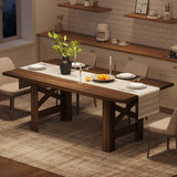 Garvee Tavolo da Pranzo in Legno Massello 180 cm per 6-8 Persone, Stile Rustico, Superficie Spessa, Gambe Stabili, Naturale - Rustic Brown