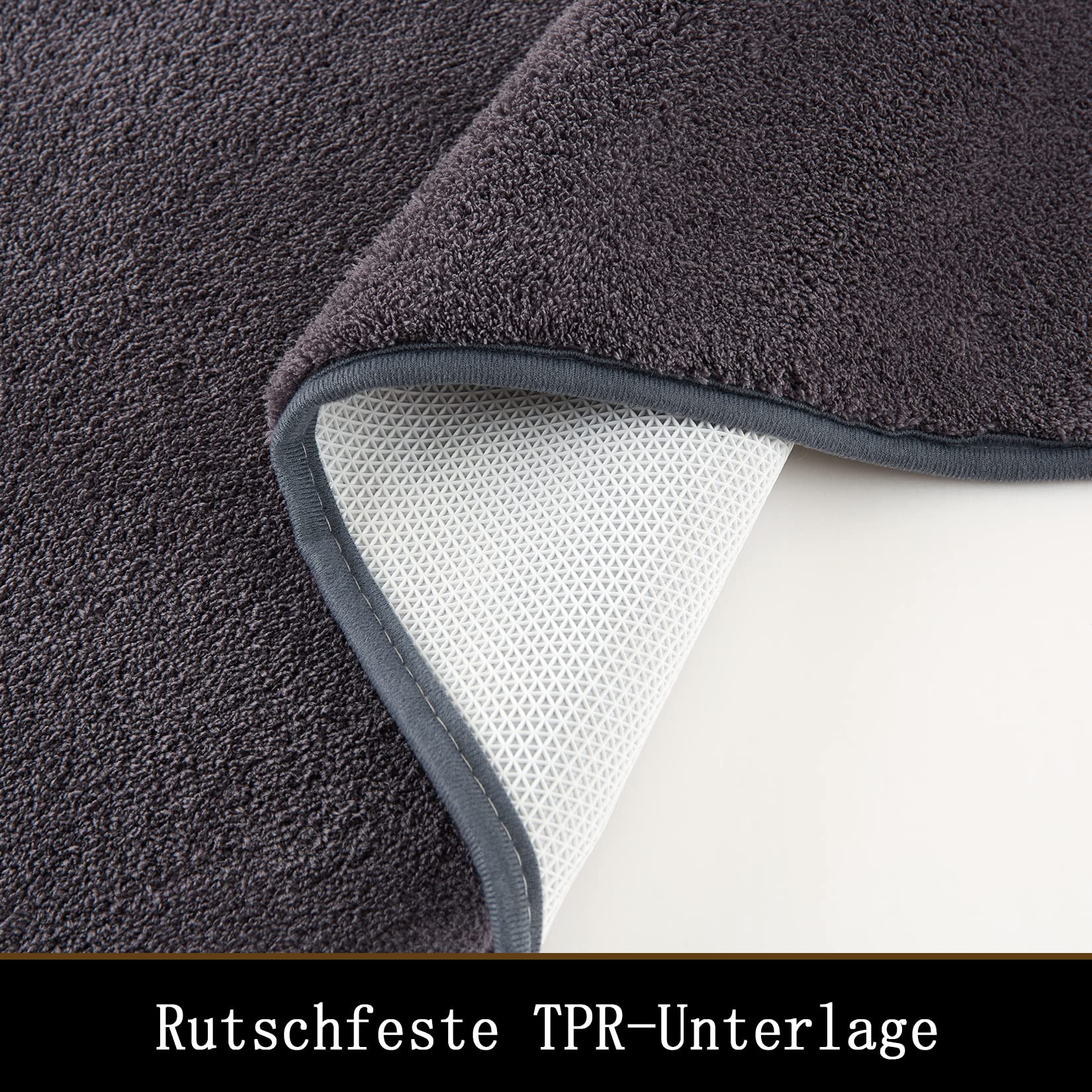 Tappetini da bagno antiscivolo GARVEE, tappetini da bagno antiscivolo, lavabili in lavatrice, morbidi tappetini da bagno in microfibra, grigio scuro, 50x80 cm