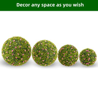 Garvee - Set di 2 palline di bosso artificiale da 16,5" con fiori rosa, in materiale PE resistente ai raggi UV, senza manutenzione, per balcone e giardino