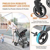Passeggino/carrozzina Garvee 2 in 1 per 0-36 mesi, fino a 22 kg, ruote grandi, sistema da viaggio, facile da piegare