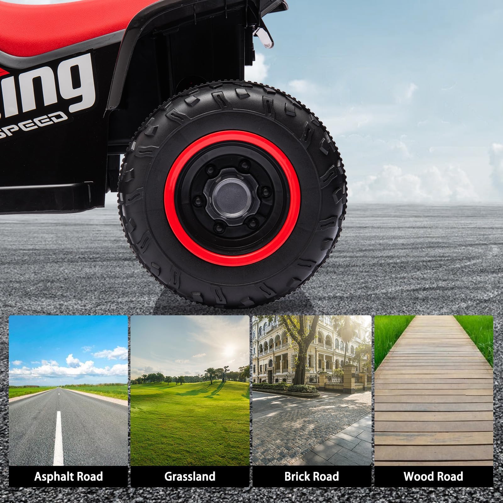 Quad elettrico per bambini Garvee 6V nero con musica a LED per una guida sicura a partire dai 3 anni, sia all'interno che all'esterno.