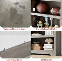 Garvee Libreria 6 Ripiani Alta Regolabile MDF Resistente Design Elegante Antiscivolo per Soggiorno e Ufficio 190 cm