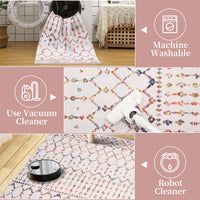 Tappeto Boho GARVEE, pelo corto, 120x170 cm, antiscivolo, geometrico, multicolore, per soggiorno e camera da letto