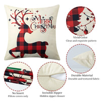 GARVEE Federa per cuscino natalizio rosso con motivo a cervo, 4 pezzi, per decorazione divano, 45 x 45 cm, motivo tartan