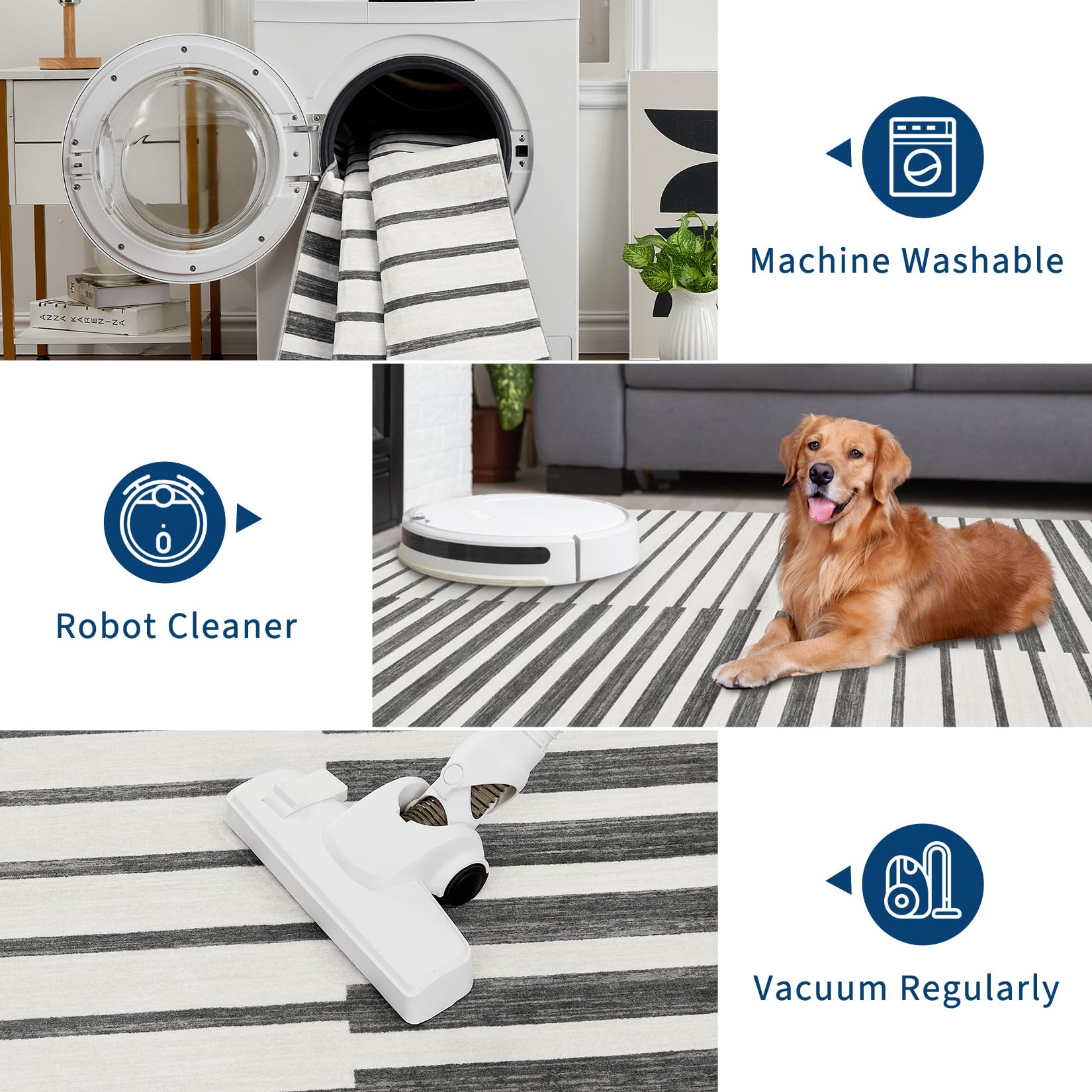 Tappeto Garvee 80x150 lavabile a pelo corto antiscivolo grigio chiaro per soggiorno, camera da letto, cucina, corridoio