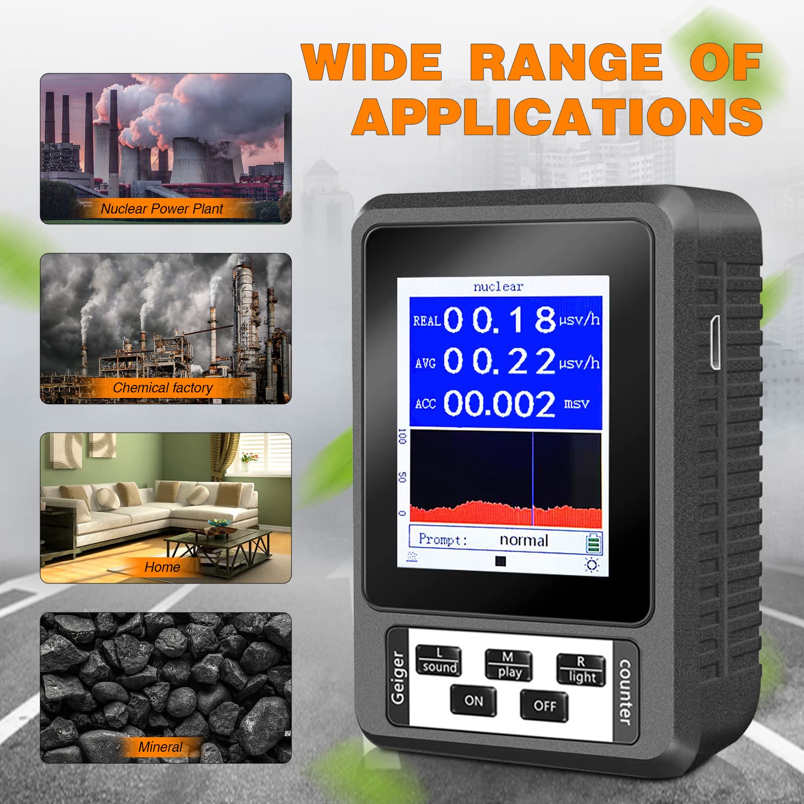 Contatore Geiger Garvee XR1-B Dosimetro Rilevatore Radiazioni Nero Portatile Preciso - Regalo Festa del Papà per Laboratorio e Campo