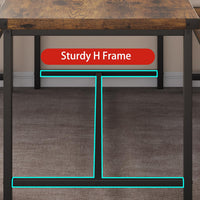 Set da pranzo Garvee per 4 persone con tavolo rettangolare e 2 panche in legno, robusto, rustico, salvaspazio, ideale per stanze piccole, MDF e acciaio, marrone
