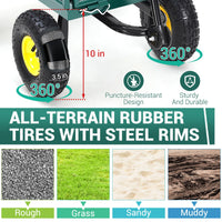 Carrello da Giardino in Acciaio Garvee per Festa del Papà | 550 libbre, Maniglia 180° Girevole, Ruote Pneumatiche 10", Lati Rimovibili, Nero