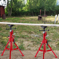 Supporto per tubi Garvee V-Head, altezza regolabile 71–132 cm, capacità di carico 1134 kg, telaio in acciaio al carbonio portatile e pieghevole, per uso industriale, nero