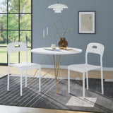 Garvee Set 2 Sedie da Pranzo Moderne Impilabili in Plastica con Gambe in Metallo per Cucina e Soggiorno, 45,5x40,1x76,5 cm, Resistenti all'Acqua e Macchie - Bianco