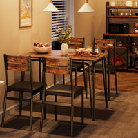 Set da pranzo Garvee per 4 persone, quadrato, con sedie imbottite, piano in MDF, struttura robusta in metallo, salvaspazio, per cucina e sala da pranzo