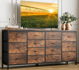 Mobile TV Garvee con 14 cassetti e prese, credenza bassa da 160 cm per TV da 190.5 cm, set di sicurezza, moderno, rovere bianco - Come mostrato