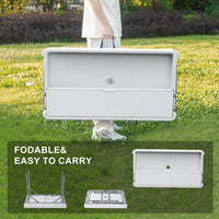 Tavolo portaghiaccio pieghevole Garvee con scarico, vassoio per ghiaccio a due livelli, portatile per campeggio, 40,5"x22"x39,4", materiale HDPE