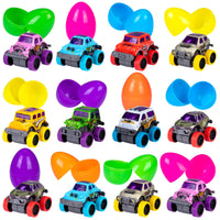Set di 12 uova di Pasqua Garvee con monster truck a scomparsa, disegni di graffiti colorati, 3,1 pollici*2,1 pollici, multicolore per la caccia alle uova di Pasqua e le feste per bambini