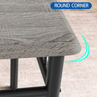 Set da pranzo Garvee per 4 persone con sedie imbottite, legno, design retrò, pannello MDF, struttura in metallo, salvaspazio, piccoli appartamenti, nero rustico