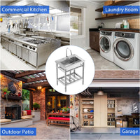 Lavello Garvee in acciaio inox a una vasca con rubinetto estraibile per cucina e garage 70 x 50 x 86 cm antiruggine