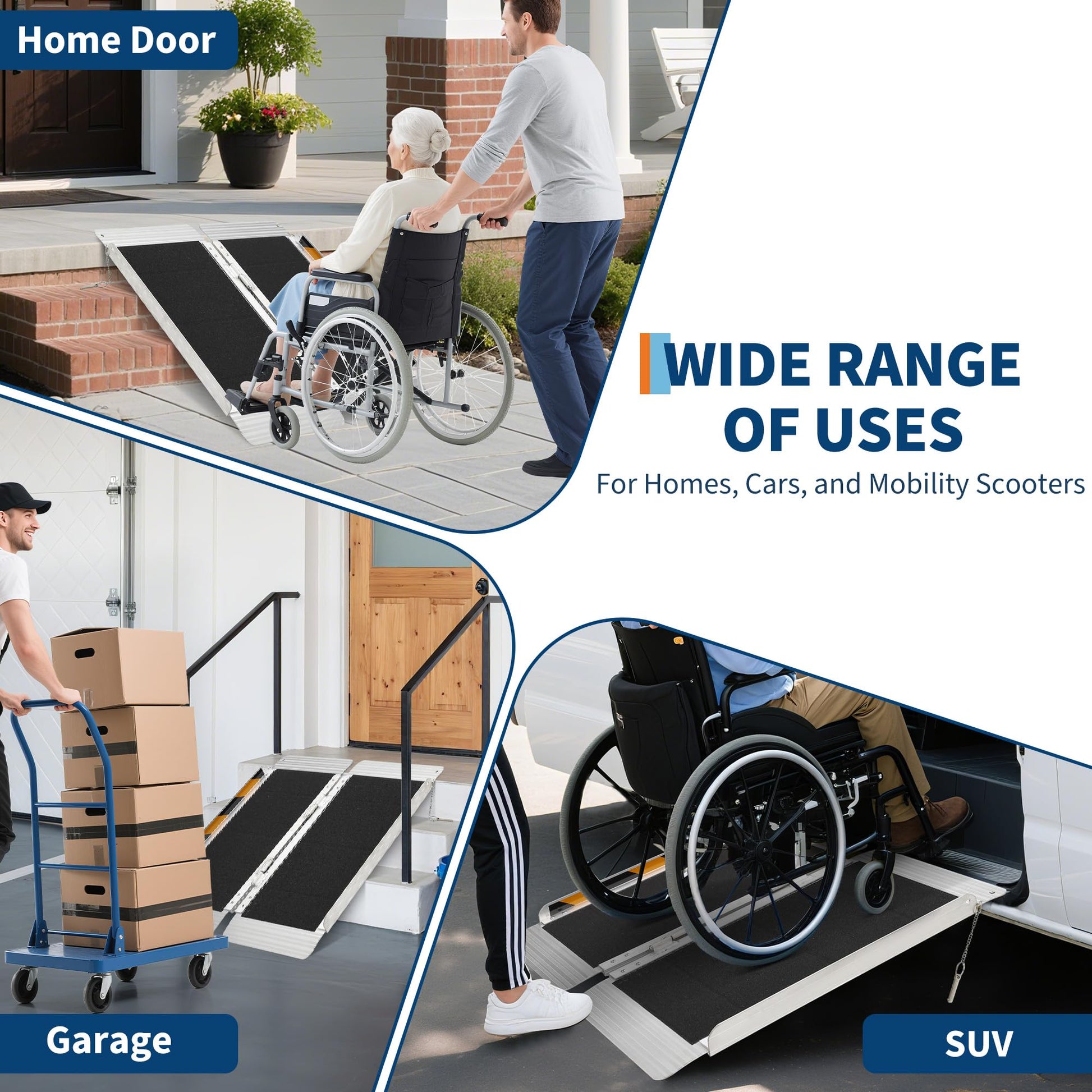 Rampa per sedia a rotelle in alluminio Garvee da 3 piedi - Rampa per mobilità di media lunghezza per casa, auto e accesso pubblico con capacità di peso di 600 libbre, perfetta per sedie a rotelle e ausili per la deambulazione